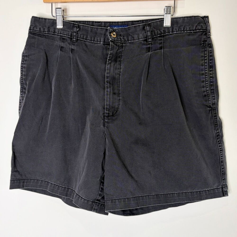 Vintage Honors Denim Shorts Black Gray Pleated Faded High Waisted Women 12